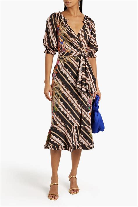 PRINTED SATIN EFFECT MIDI DRESS 